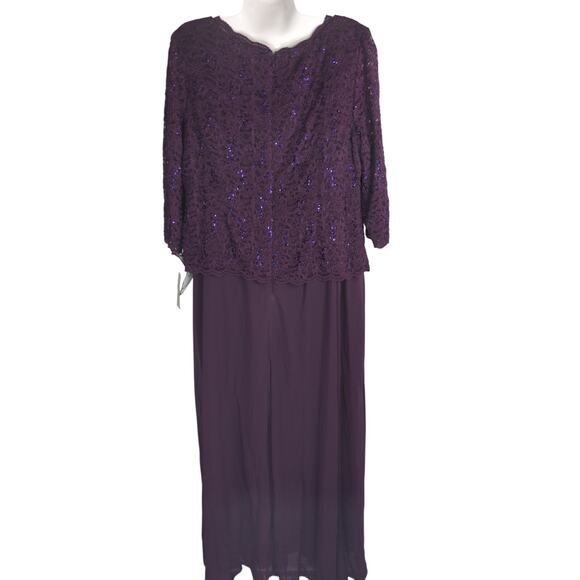 Alex Evenings Deep Plum One Piece Gown Womens 16W NWT Formal Wedding Holidays - Picture 7 of 13